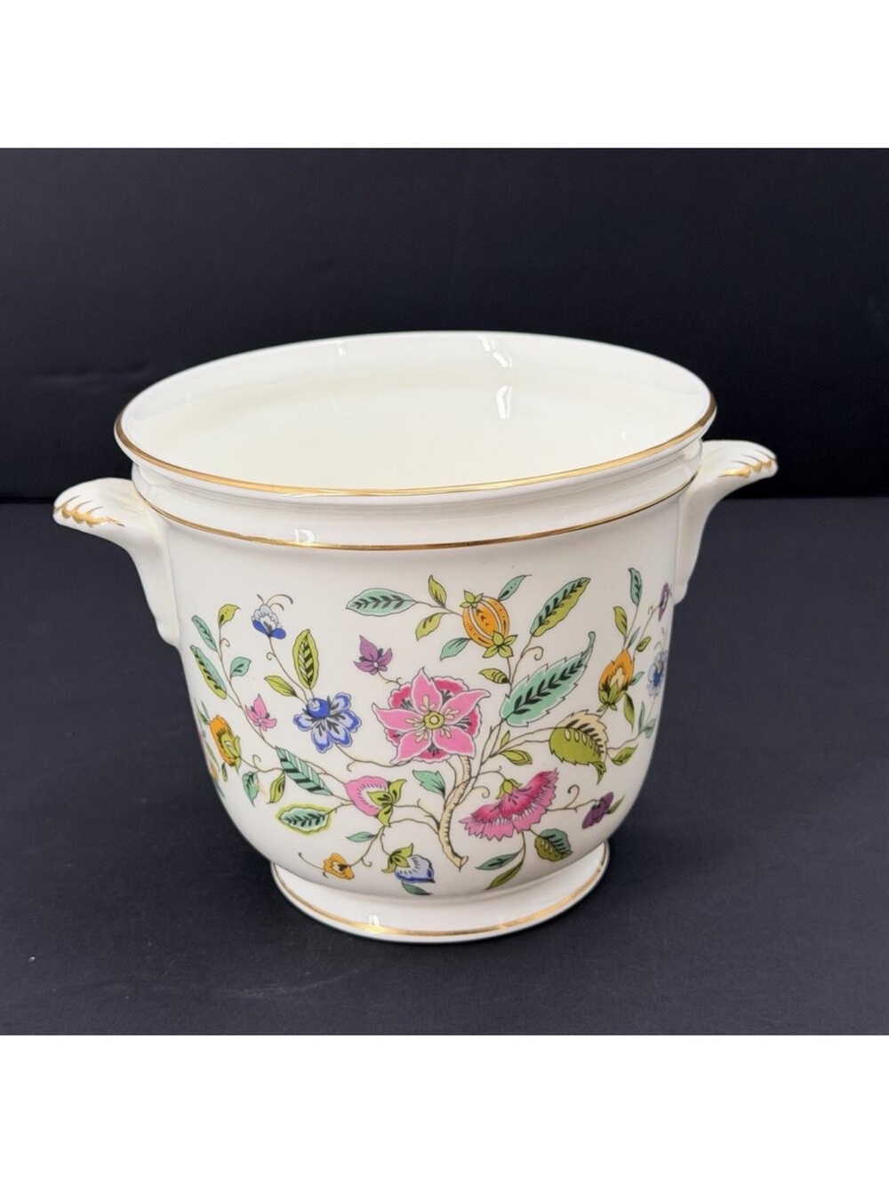 Vintage MINTON Haddon Hall Floral Bowl Planter Cachepot Utensil Holder